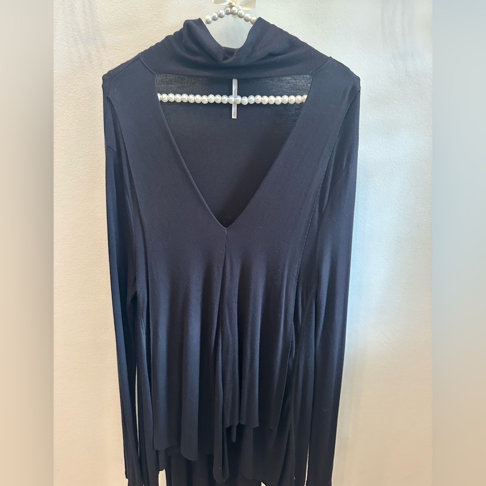Free People Turtle Neck with large keyhole  Black Tunic
